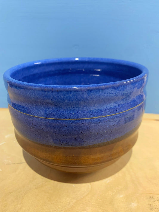 Blue and brown spiral succulent pot