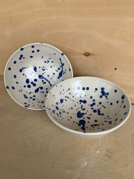 Blue speckled bowls. Set of two.