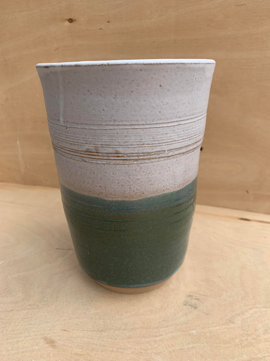 Green and white vase